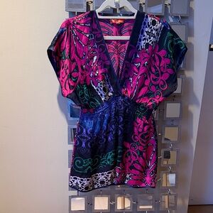 Hale Bob Pink and Blue Patterned Blouse